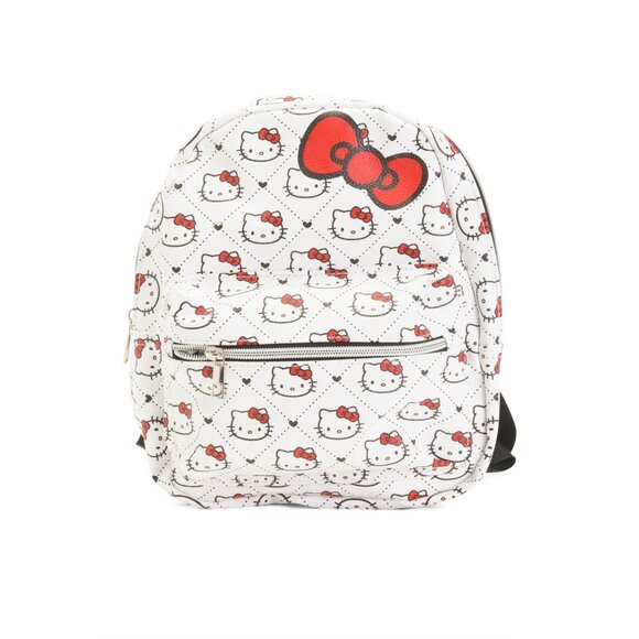 Hello Kitty White & Red Mini Backpack With Adjustable Straps & Zippered Compartm - Picture 1 of 7